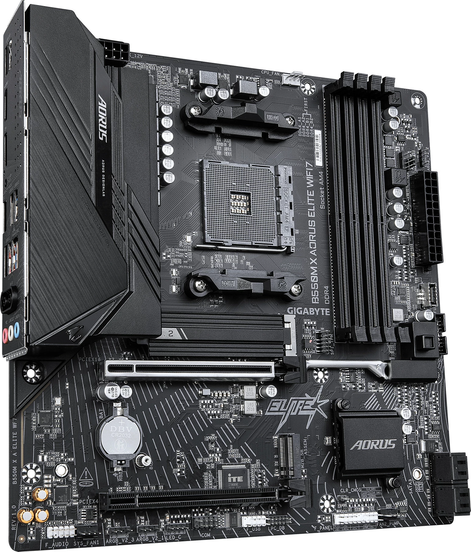 Pllakë amë Gigabyte B550M X AORUS ELITE WIFI7, Socket AM4, micro ATX, 4x DDR4, 2x M.2, HDMI/DP, e zezë