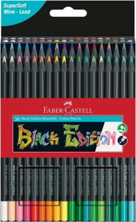 Lapsa me ngjyra Faber-Castell Black Edition FC-116436 (116436), set 36 copë, e zezë
