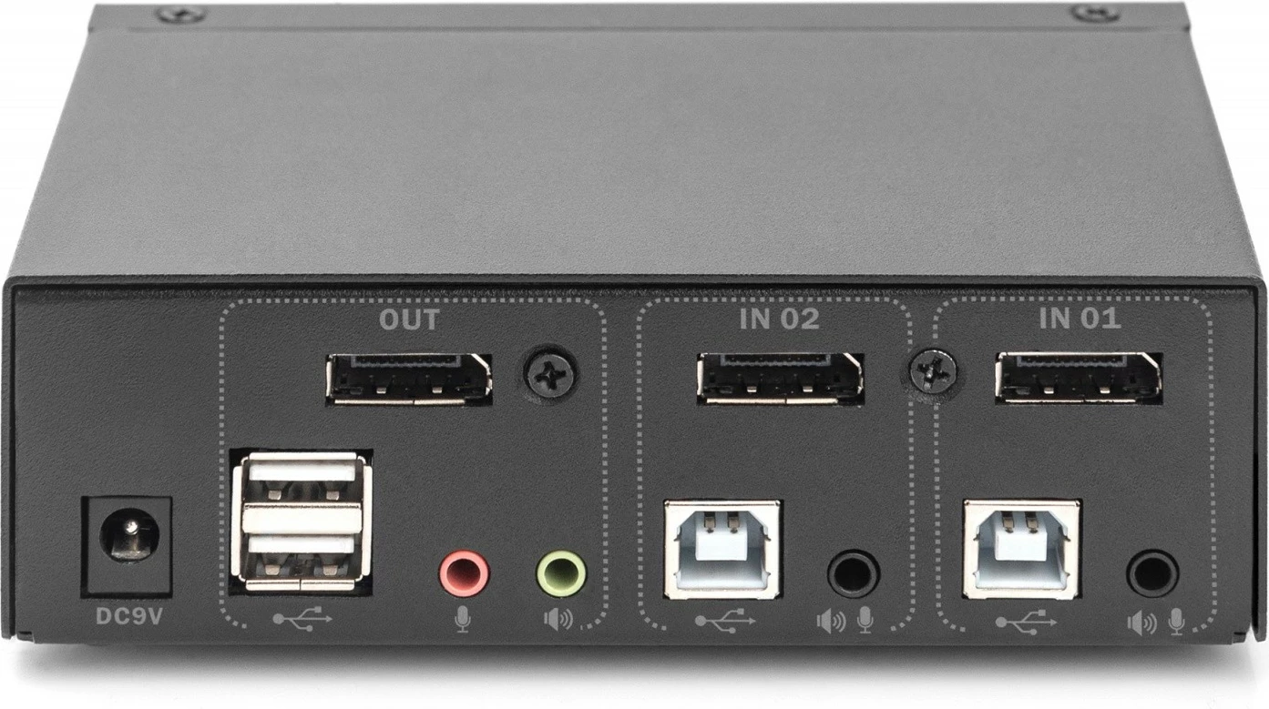 Switch KVM, Digitus DS-12851, 2 porta, 4K 60Hz, 2xDisplayPort IN, 1xDisplayPort OUT, 2xUSB, Audio IN & OUT