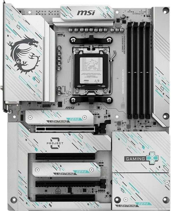 Pllakë amë MSI B850 GAMING PLUS WIFI PZ, Socket AM5, 256 GB, e bardhë