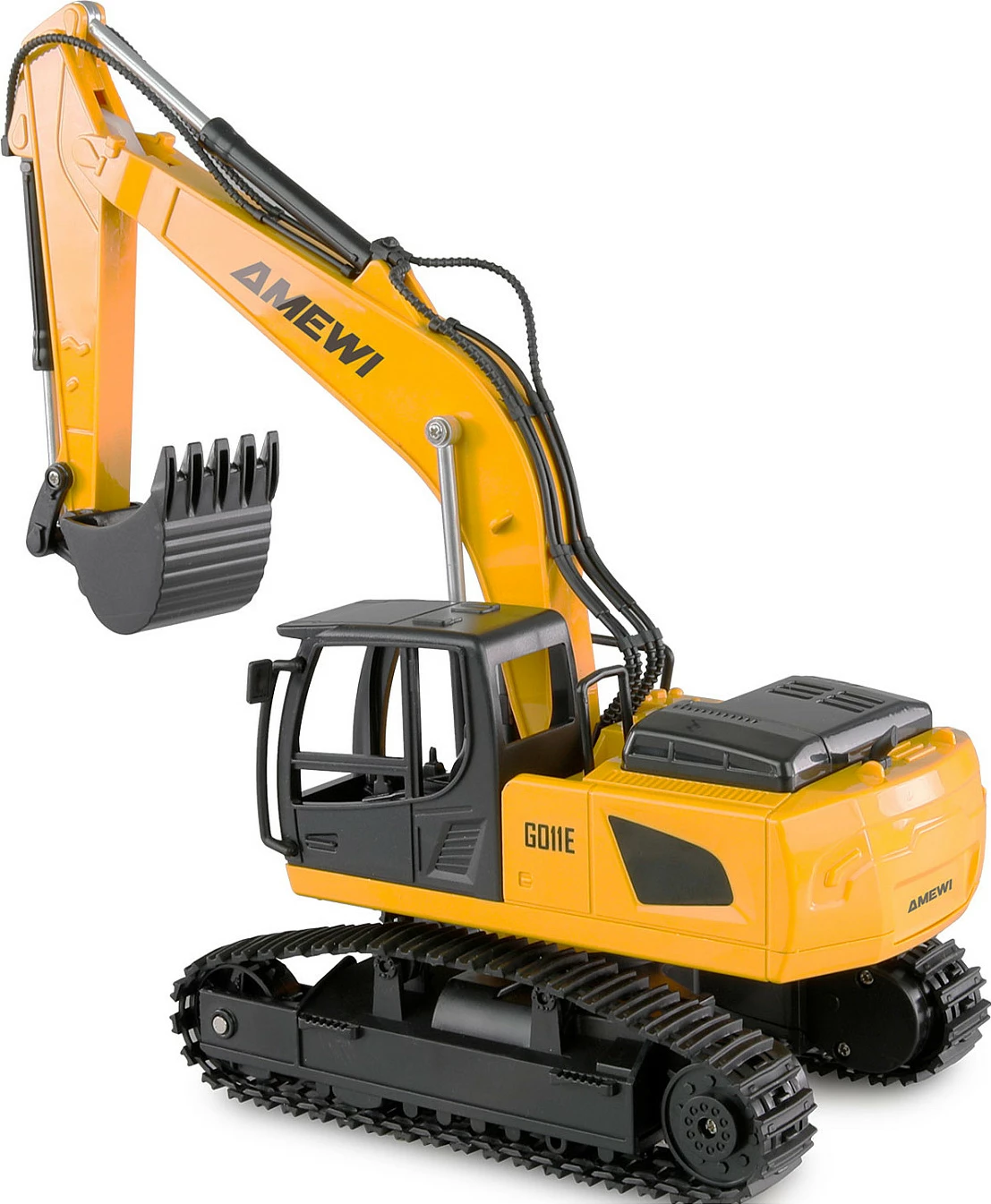 Eskavator RC AMEWI 22710, shkallë 1:24, 2.4GHz, 9 kanale, Li-Ion 500mAh, i verdhë/zi