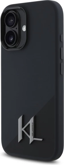 Mbështjellës Karl Lagerfeld Silicone Shadow Metal Initial MagSafe për iPhone 16, Zi