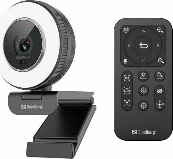 Webcam SANDBERG Streamer USB Webcam Pro Elite 134-39 1440p/30fps, 1080p/60fps me dritë unazë, mikrofon stereo, e zezë, set