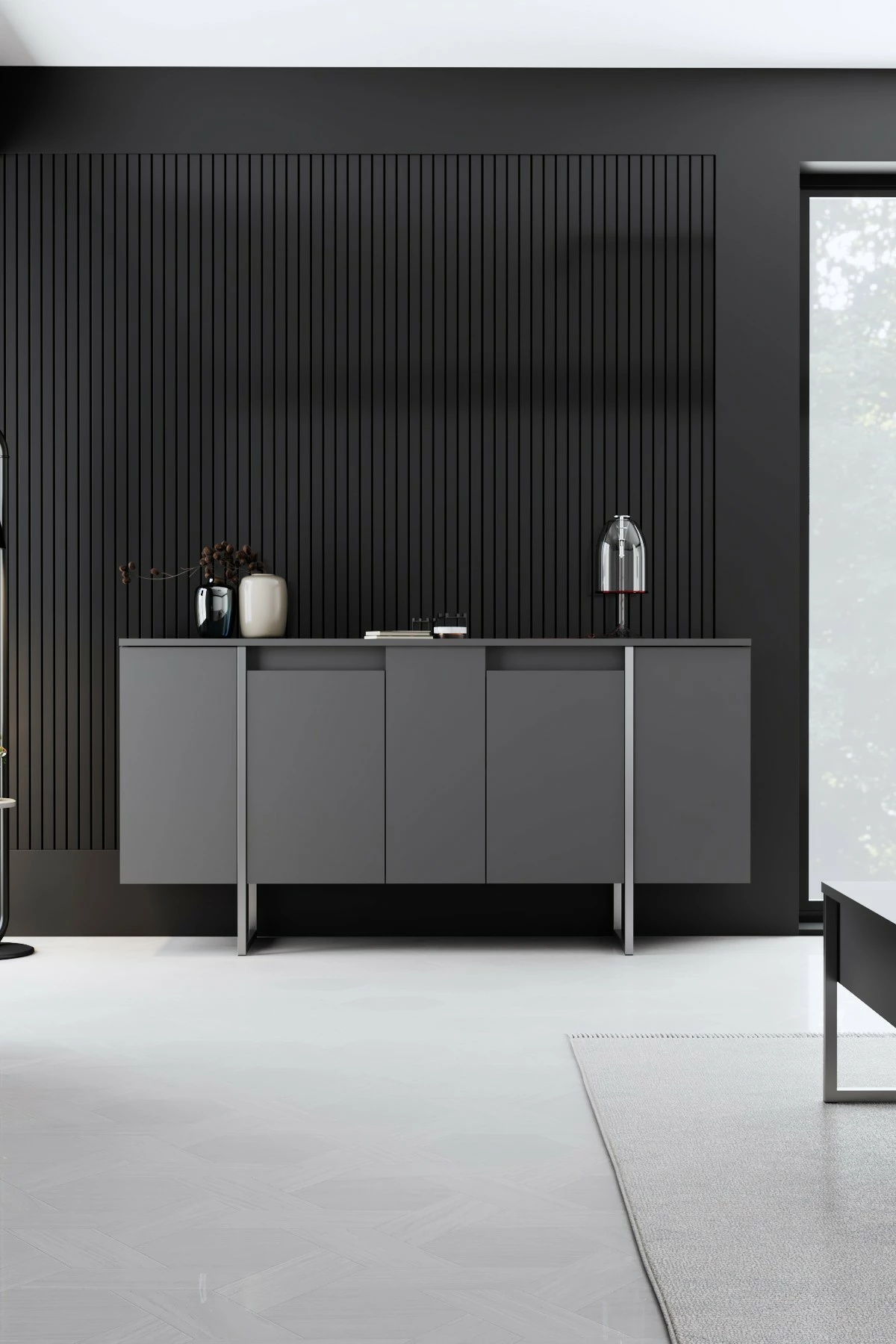 Set mobiljesh për dhomë dite, Hanah Home Luxe, antracit, argjend