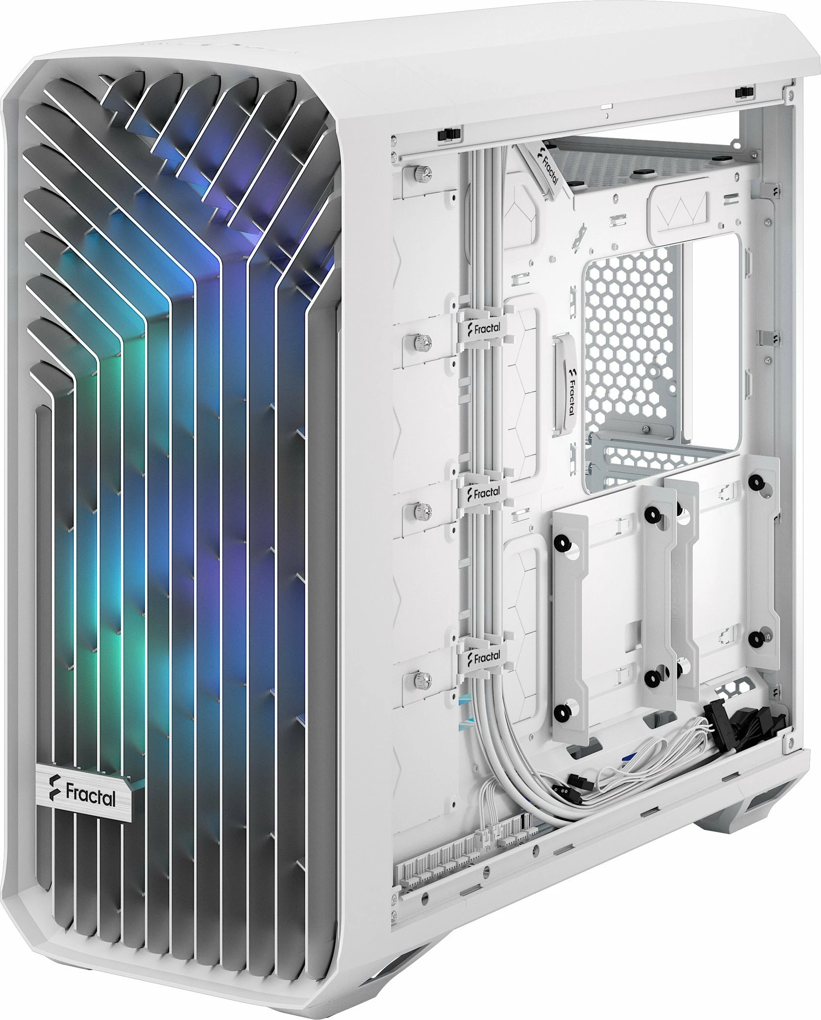 Kasë Fractal Design Torrent RGB TG Clear Tint (FD-C-TOR1A-07) Full Tower ATX/eATX, 5 ventilatorë, USB-C, e bardhë
