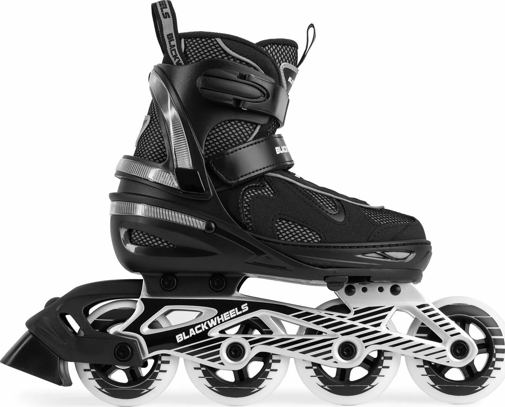 Patina inline Blackwheels Flex Pro të rregullueshme 38-41, 4 rrota 84 mm, ABEC 7, me fren, të zeza