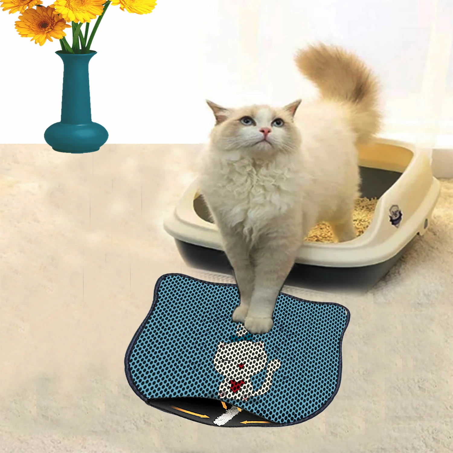 Tapet për rërë mace, Paws & Whiskers, Kdkafa0034, shumëngjyrësh, 40x50cm