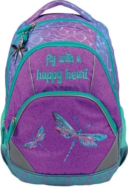 Çantë shkollore ergonomike Street Fly with a happy heart, e vjollcë