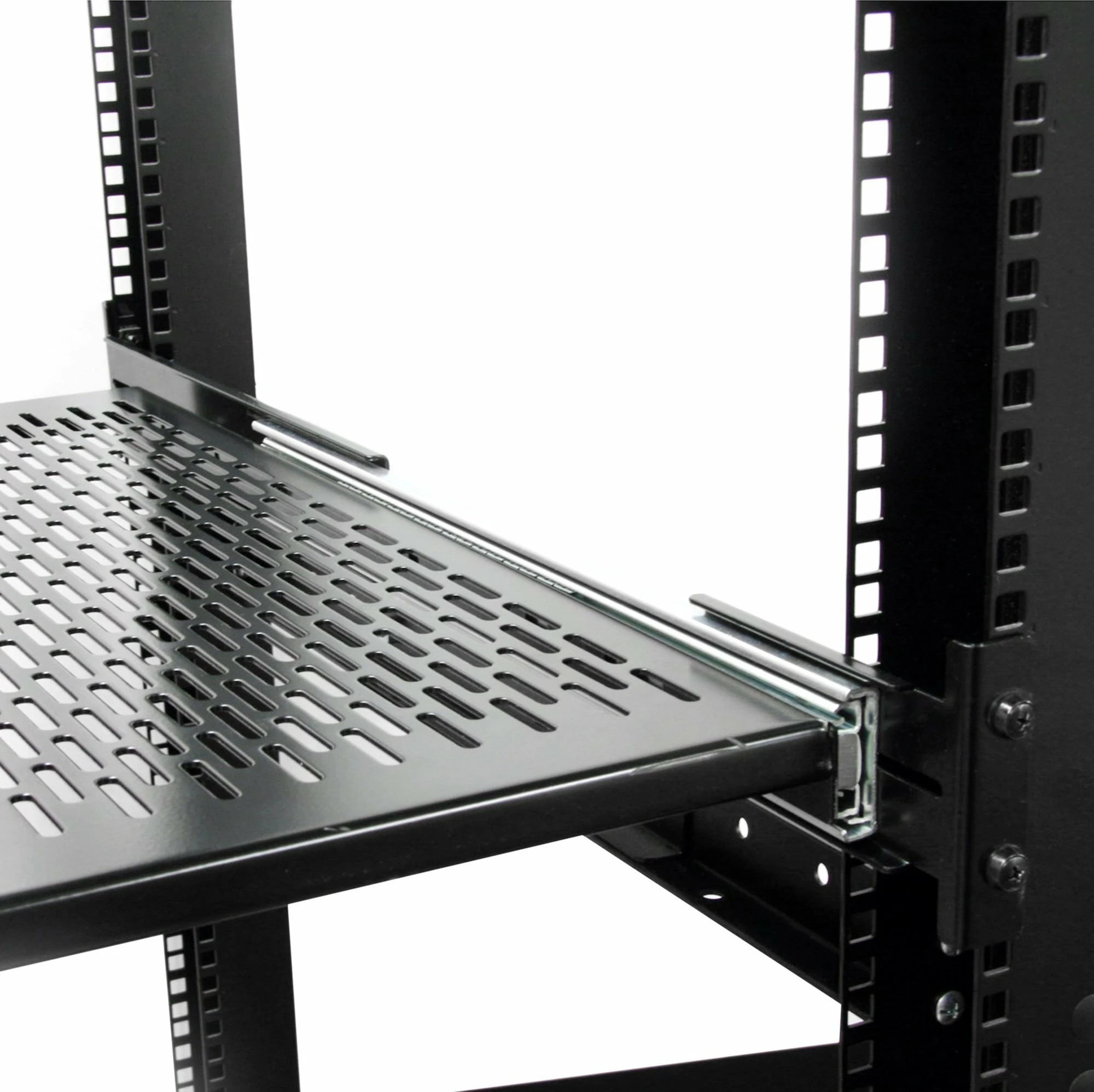 Raft rrëshqitës për rack 19" StarTech UNISLDSHF19, 2U, thellësi e rregullueshme 20-30in, i ventiluar, kapacitet 22.7 kg, çelik, i zi