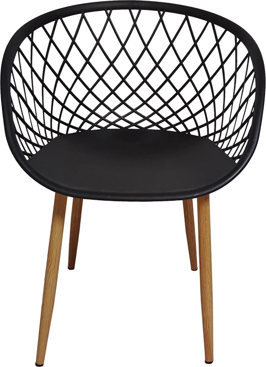 Set tavolinë me karrige Quana-Ezra, xham 8mm, këmbë të zeza, 120x70x75cm, 5 copë