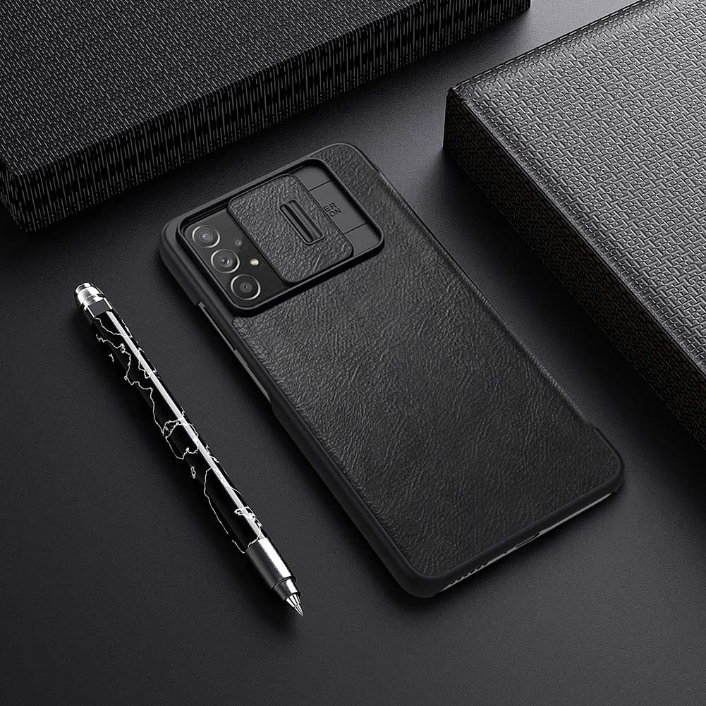 Mbështjellës Nillkin Qin për Samsung Galaxy A73, lëkurë ekologjike, i zi