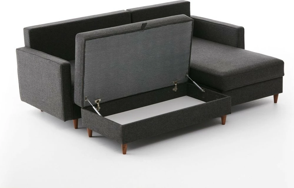 Këndare Eva, ngjyrë antracit, me pouf, Atelier del Sofa