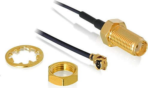 Kabllo koaksiale DeLOCK 88825, MHF (I-PEX) mashkull në RF SMA femër, 0.5 m, e zezë