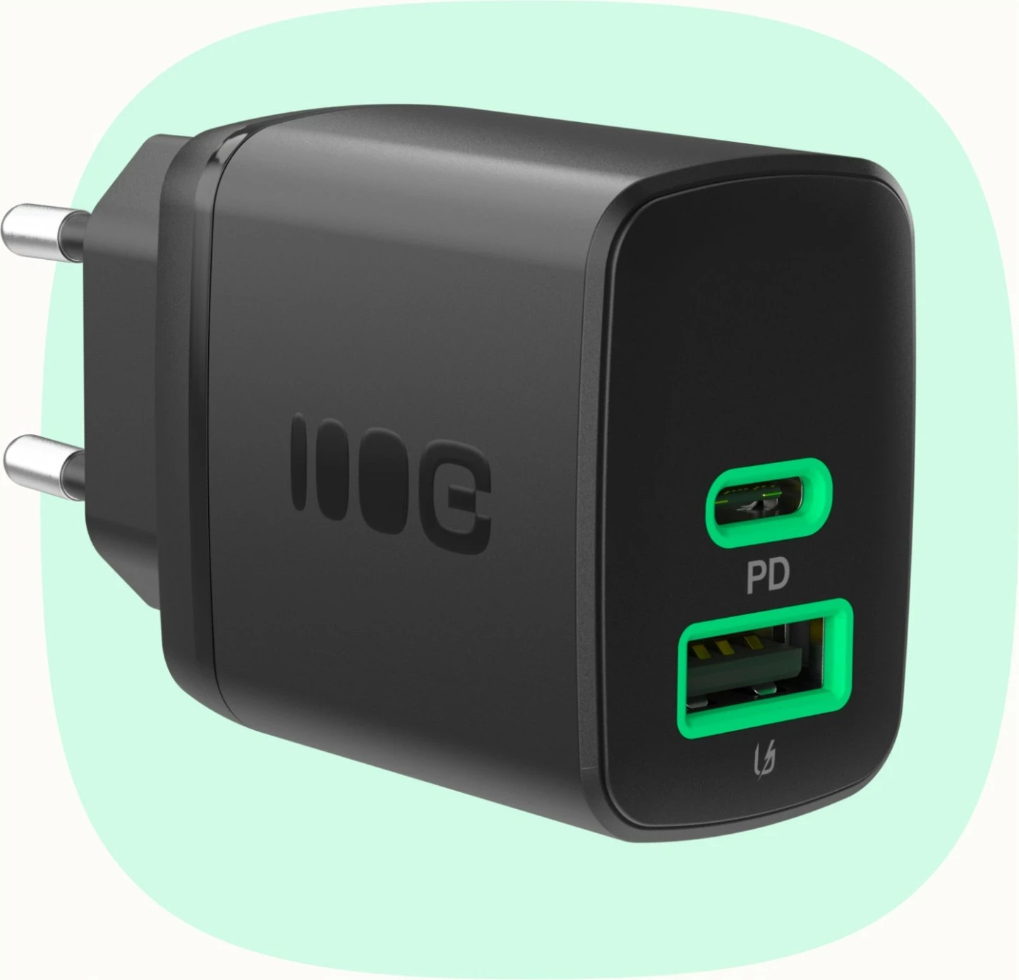 Karikues rrjeti Green Cell PowerSource Duo30 CHARB-GC-30AC-B 30W, 1x USB-A/1x USB-C, PD 3A, i zi