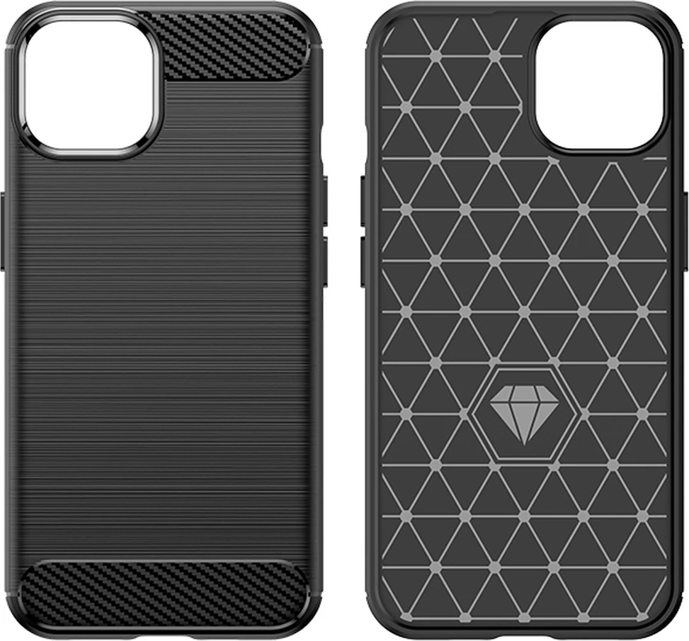 Mbështjellës Hurtel Carbon Case për iPhone 14, xhel fleksibël, blu
