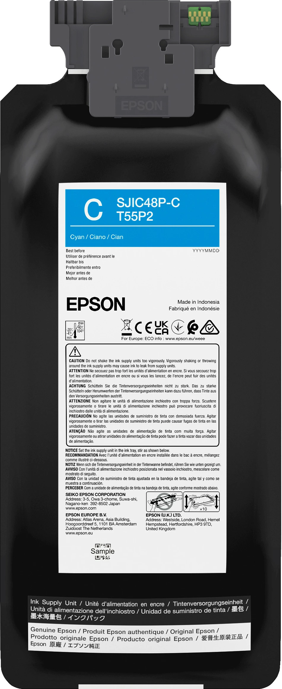 Bojë printeri Epson SJIC48P-C (T55P2), 480 ml, për ColorWorks C8000, Cyan