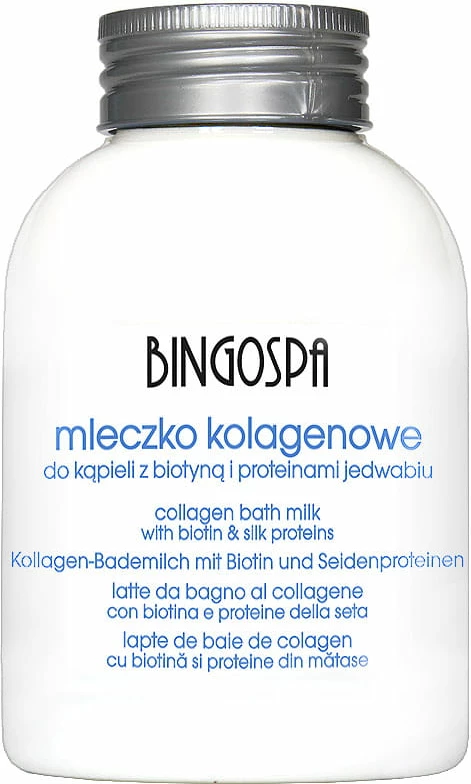 Qumësht për banjë unisex BingoSpa Collagen Milk Bath me Biotin dhe Proteina të Mëndafshit, 500ml