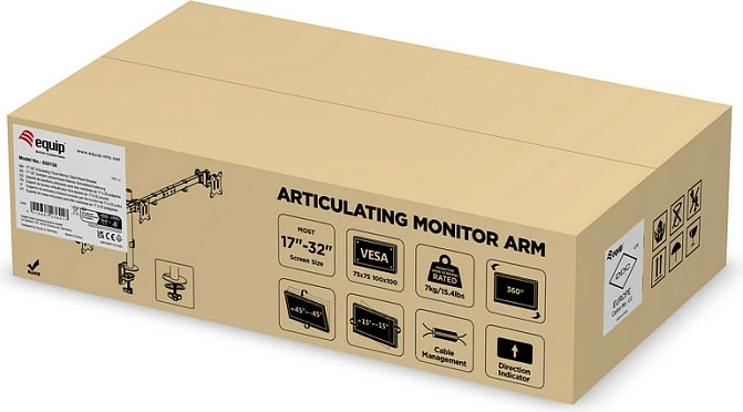Mbajtëse tavoline për 3 monitorë EQUIP 3TFT 17"-32", VESA 75x75/100x100, 360°, 7kg/monitor, e zezë