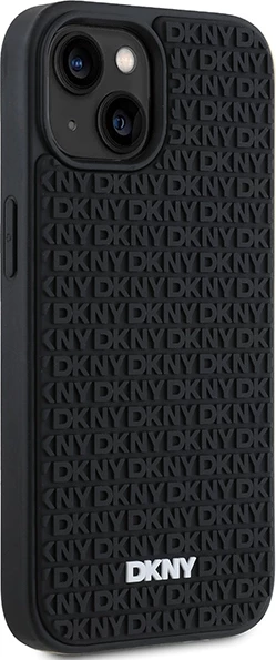 Mbështjellës DKNY 3D Rubber Repeat Pattern për iPhone 15/14/13, i zi