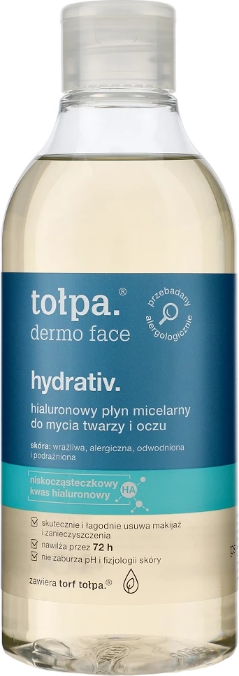 Ujë micelar për fytyrë dhe sy Tołpa Dermo Face Hydrativ Hyaluronic për femra 400ml