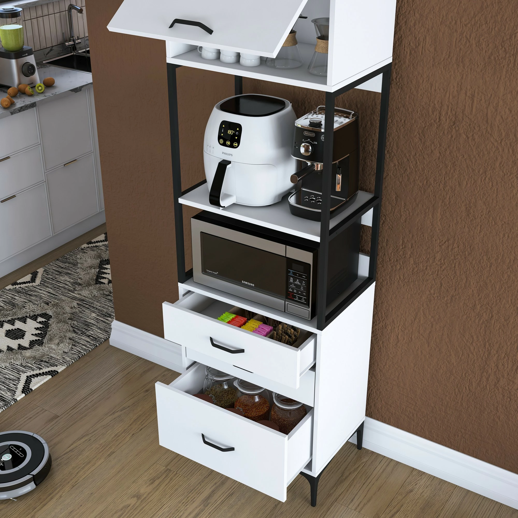Dollap multifunksional Hanah Home, JE135 - 3101, i bardhë