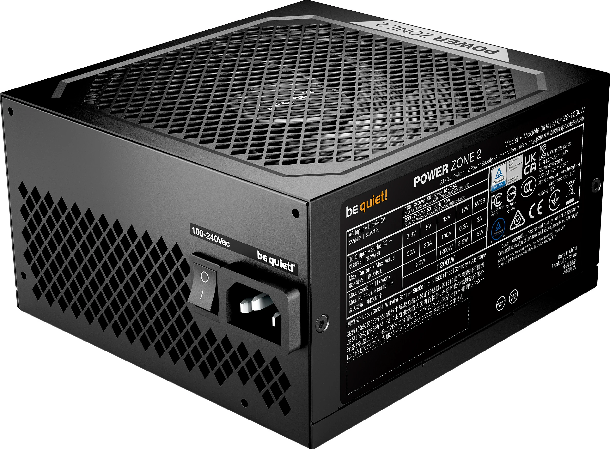 Furnizues rryme be quiet! Power Zone 2 1200W, 80 PLUS Platinum, Fully-Modular, ATX 3.1, i zi