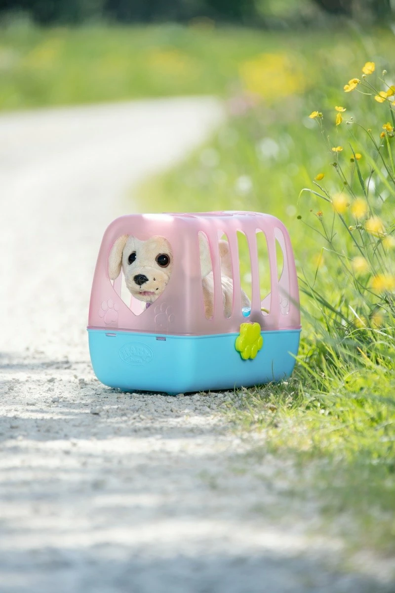 Qenush interaktiv me litar, Baby Born 835869-116724, ec në litar, leh, tund bishtin, pi ujë dhe bën pipi, shumëngjyrësh, set me kafaz, tas, kockë