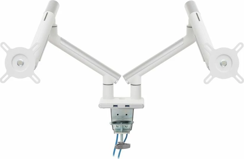 Mbajtëse monitori për tavolinë Art RAMM L-20GD, për 2 monitorë 17\"-32\", VESA 75x75/100x100, deri 9 kg, gas spring, e bardhë