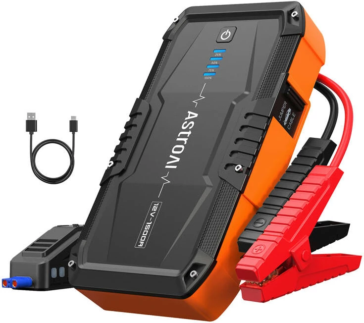 Jump starter, power bank dhe dritë SOS AstroAI S8, 10000 mAh, portativ, portokalli
