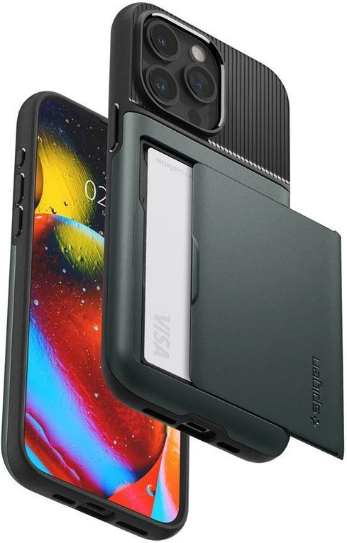 Mbështjellës Spigen Slim Armor CS për iPhone 15 Pro, e gjelbër e errët