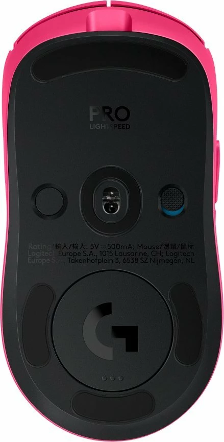 Maus gaming Logitech G Pro 2 Lightspeed 910-007309, wireless 2.4GHz, HERO 2, 32000 DPI, RGB, 80 g, roze, set me receiver dhe kabëll USB-C/USB-A