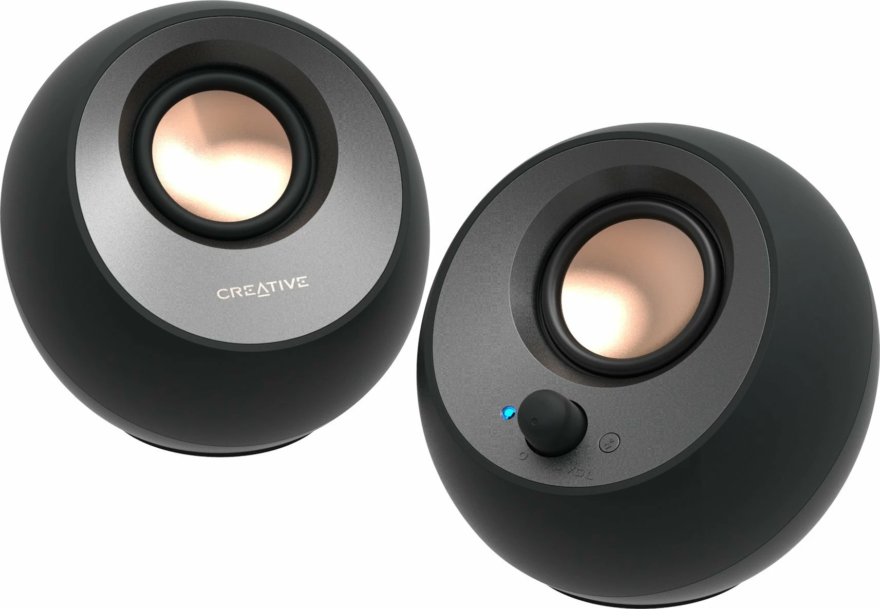 Altoparlantë Creative Pebble V3 51MF1700AA000, 2.0 USB-C, Bluetooth 5.0, 8W RMS, të zi, set 2 copë