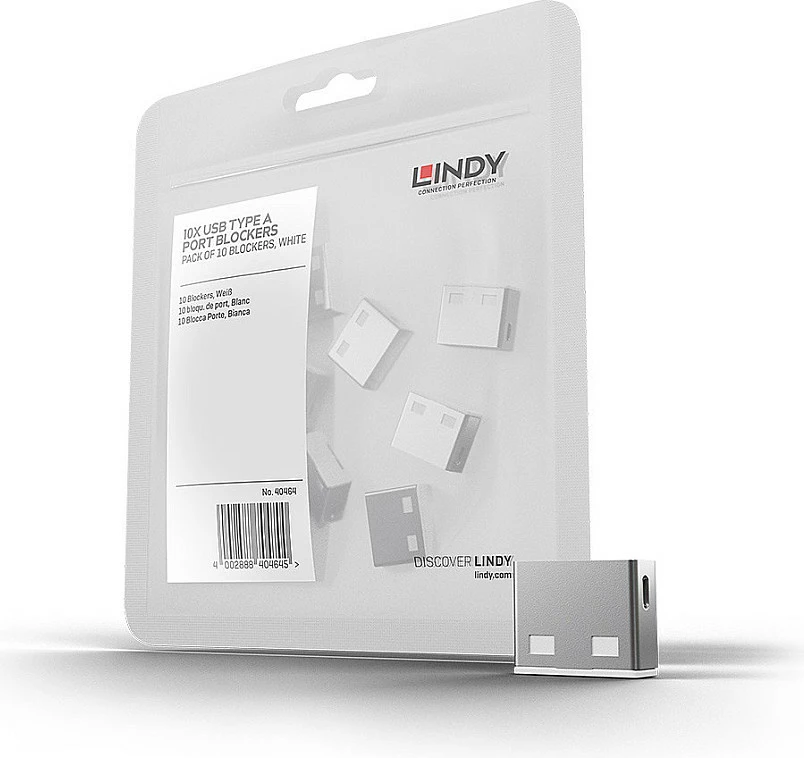 Bllokues porti USB-A LINDY 40454, paketë 10 copë, i bardhë