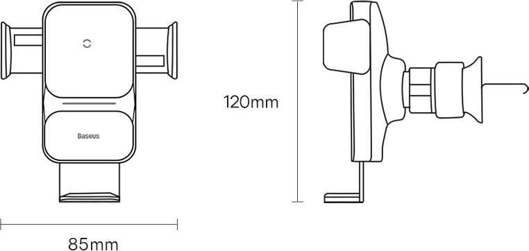 Mbajtës celulari Baseus Wisdom CGZX000001, karikim pa tel Qi 15W, për grilë ventilimi, USB-C, kabllo 1 m, i zi