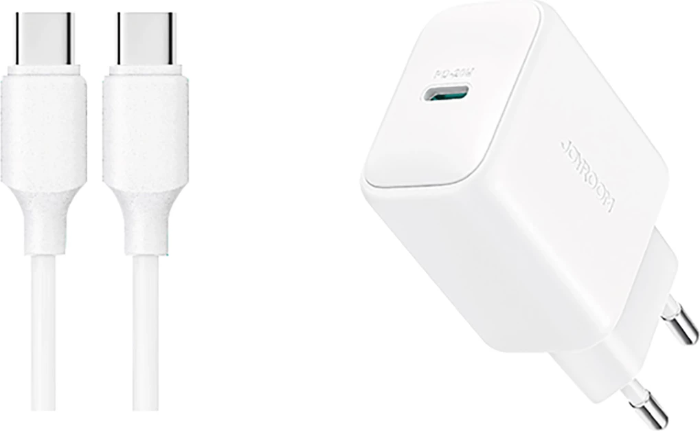 Karikues rrjeti Joyroom JR-TCF20 me USB-C, 20W, me kabllo USB-C/USB-C 1m, Bardhë