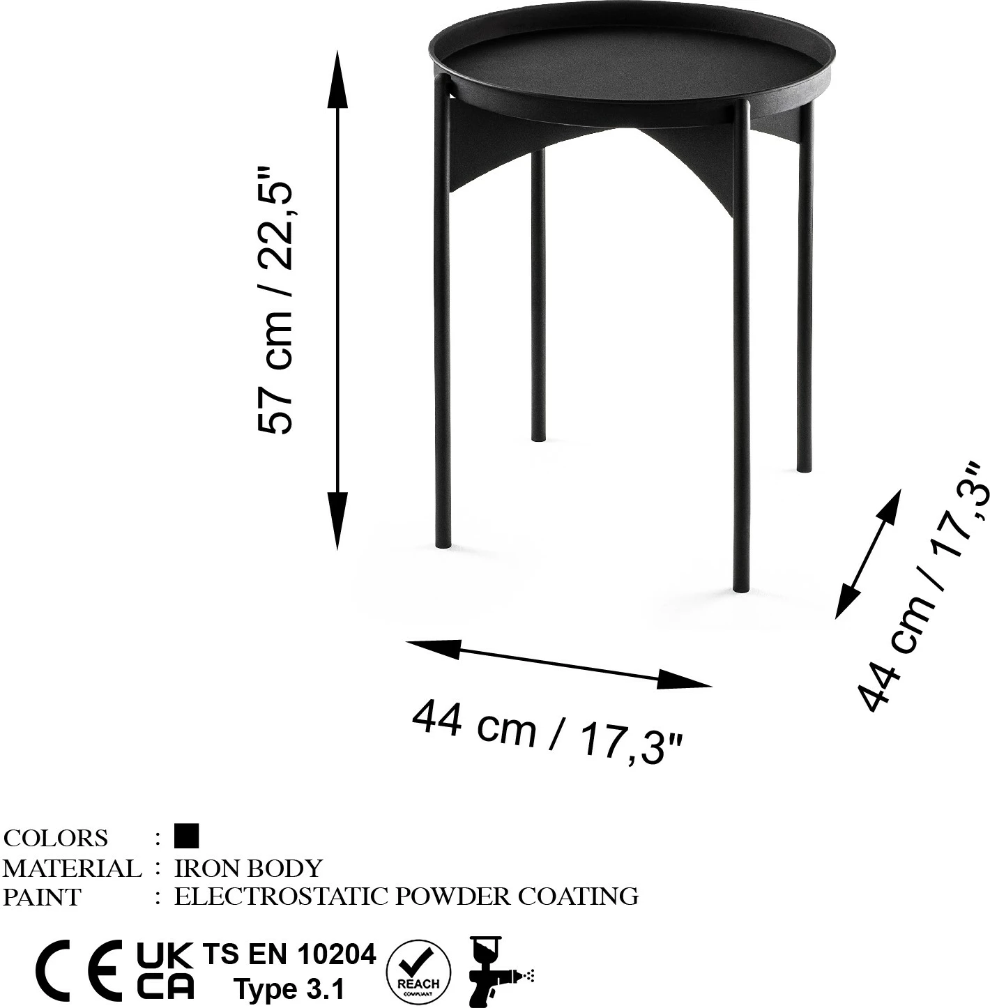 Tavolinë kafeje Hanah Home, SHB-002-A, e zezë, metal