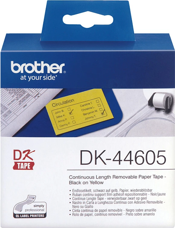 Letër etikete Brother DK-44605, e verdhë, e lëvizshme