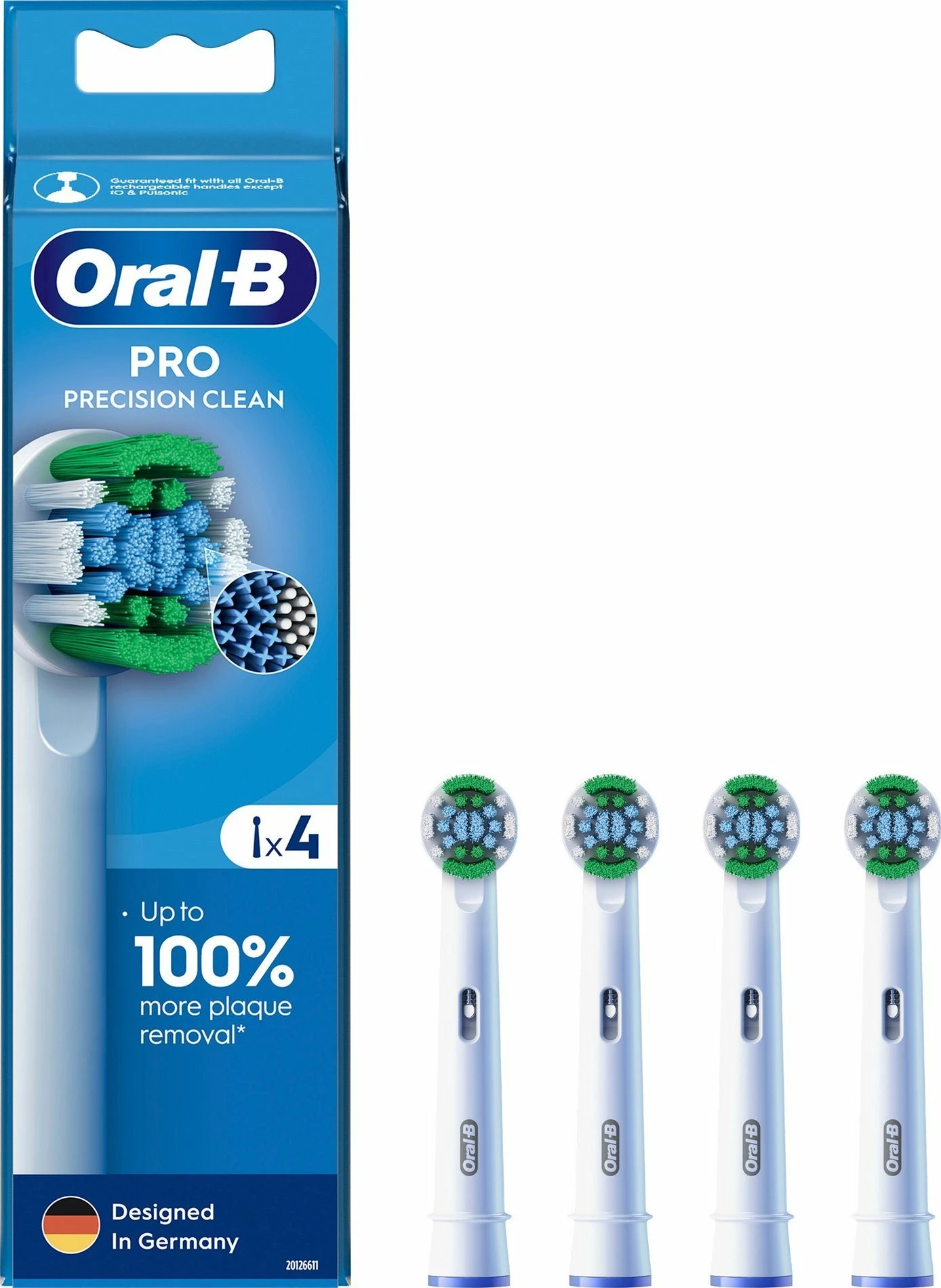 Koka zëvendësuese për furçë dhëmbësh elektrike Oral-B EB20-4 Pro Precision Clean, rotative, 4 copë, e bardhë