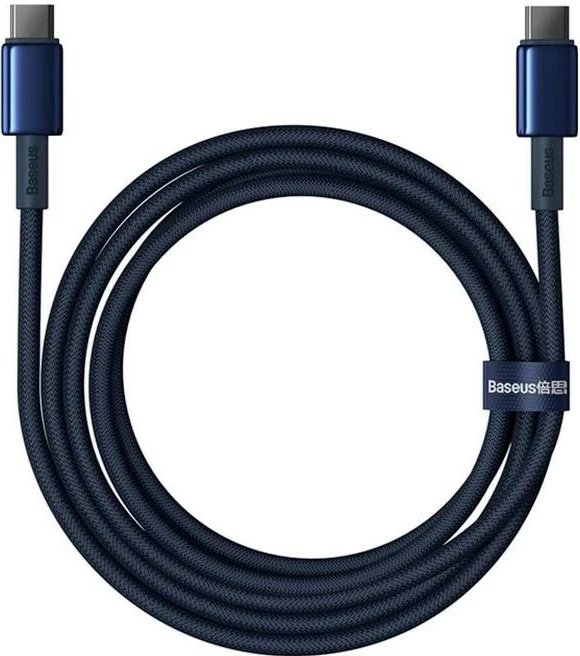 Kabëll Baseus Tungsten Gold USB-C/USB-C, 100W, 2m, ngjyrë blu