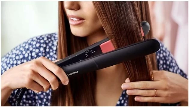 Drejtuese flokësh Philips StraightCare Essential BHS376/00, e zezë/rozë