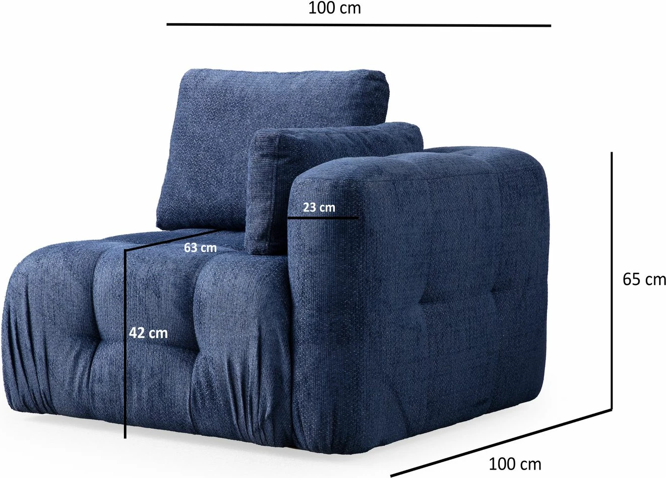 Divan treshe Amaris, ngjyrë blu e errët