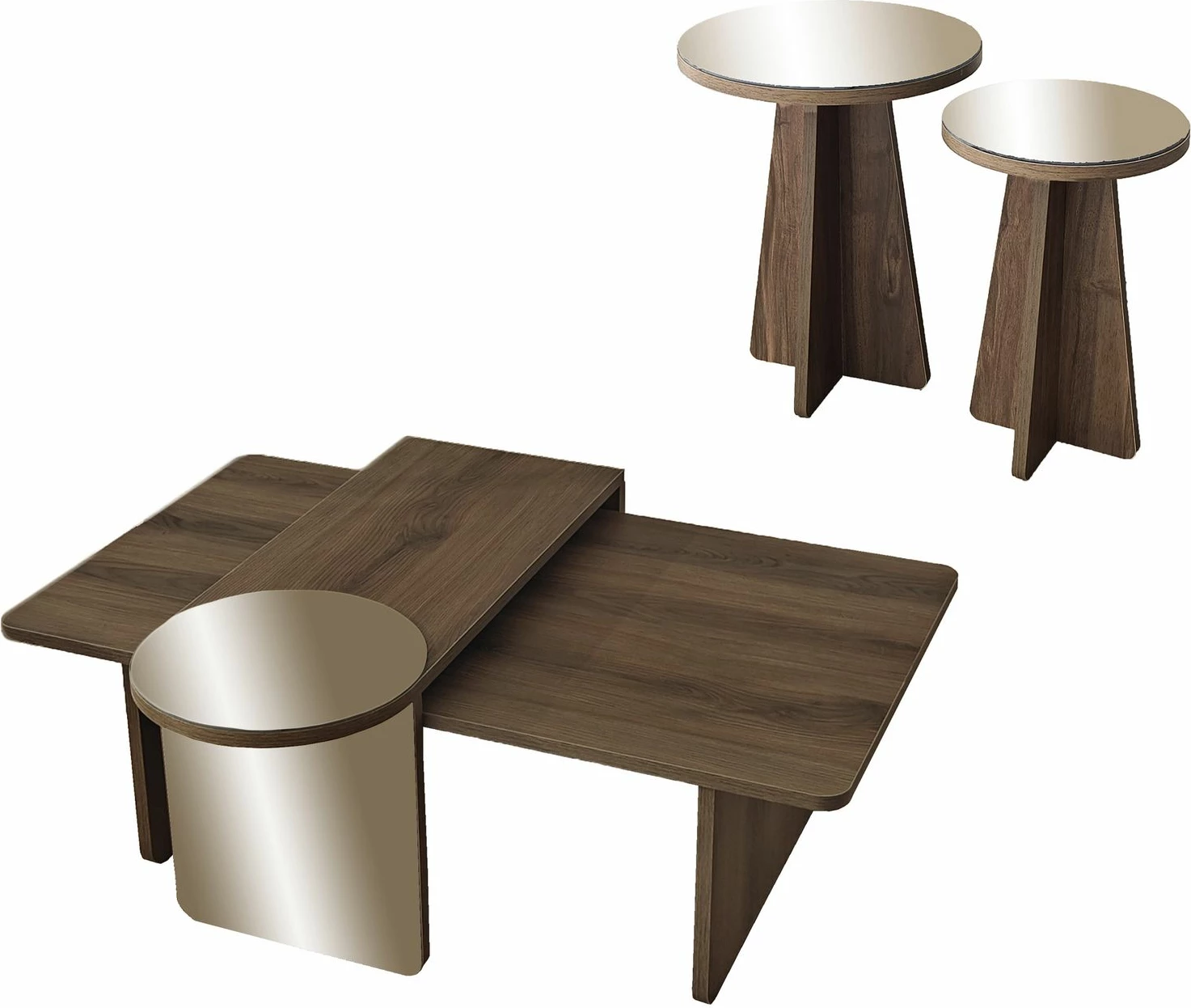 Set tavolinash kafeje Skye Decor, Luna 4, bronzie, walnut
