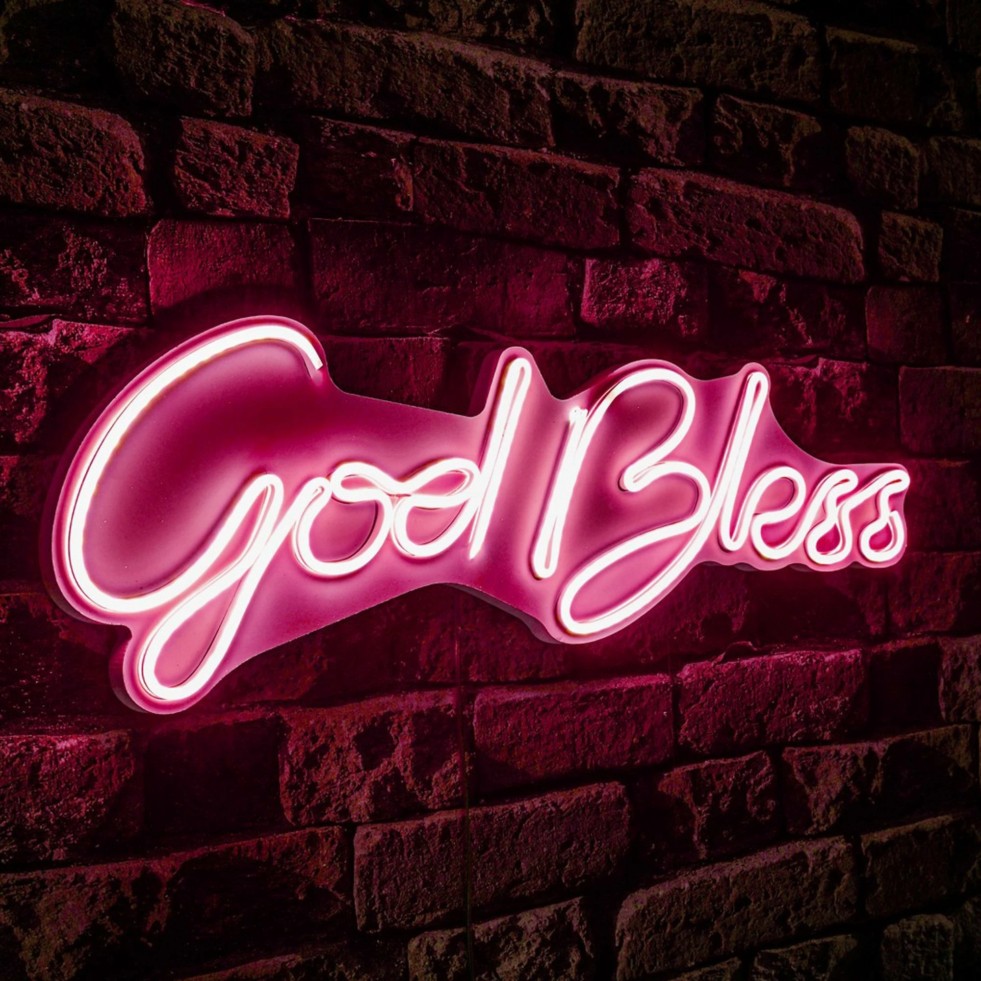 Dekor dritash LED, plastikë, ngjyrë rozë, God Bless, Wallity
