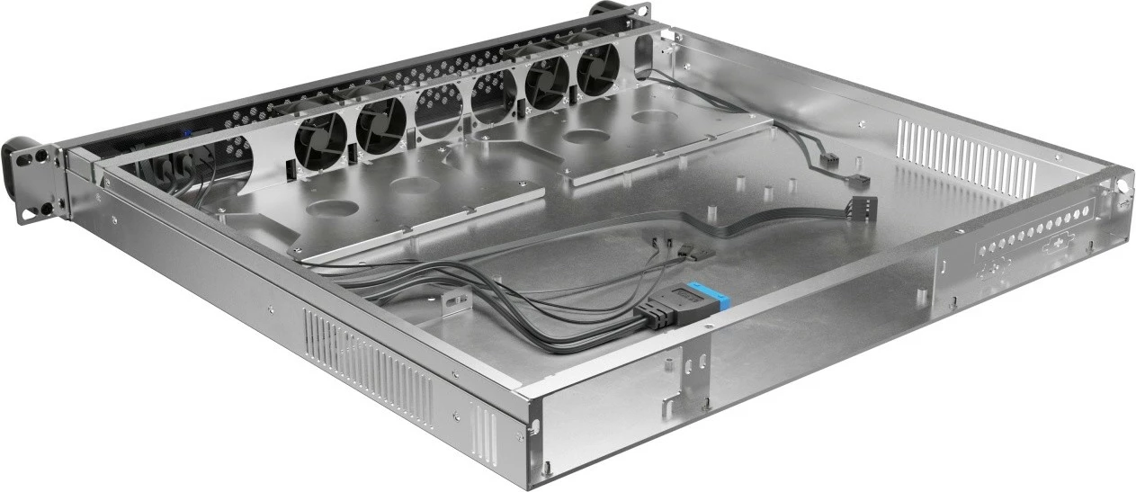 Kasë serveri RACK 19" 1U, Lanberg SC01-4201-10B, ATX/Micro ATX/ITX/SSI-CEB, PSU FLEX, 4x40mm PWM, 2x3.5" ose 2x2.5", 420mm, USB 3.0 x2, e zezë metal