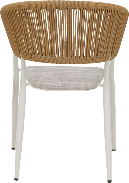 Karrige alumini Raven e grumbullueshme, kornizë e bardhë, tekstilene natyrale-rattan, 57x62x78cm