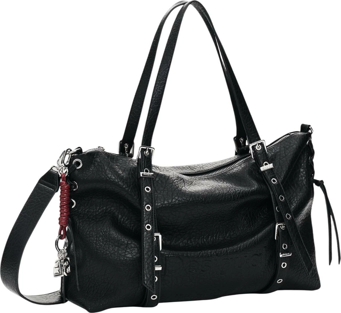 Çantë krahu për femra Desigual BAG_HALF LOGO LANUZA, e zezë