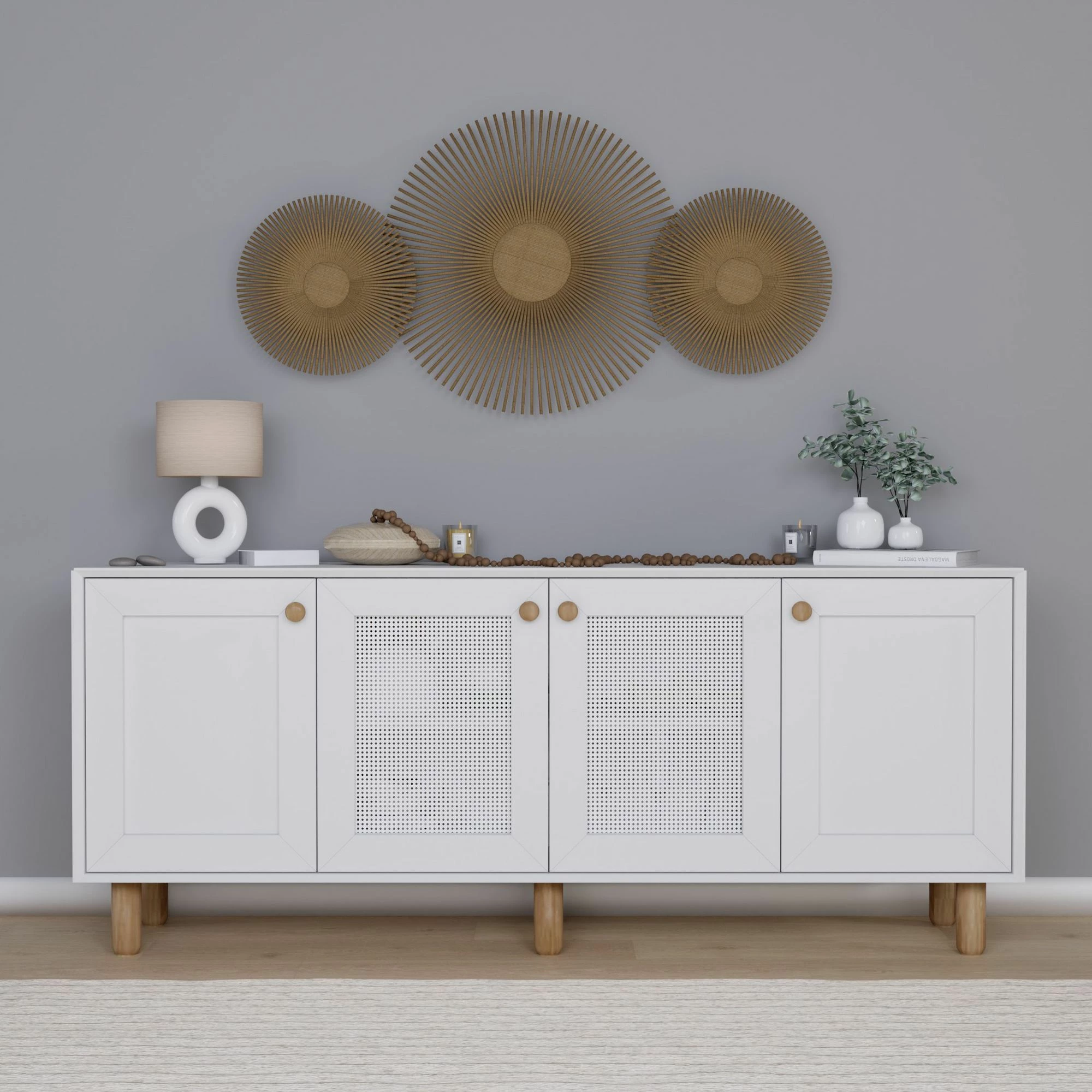 Konsolë Skye Decor, stil bohemian, e bardhë, 180x75x40cm