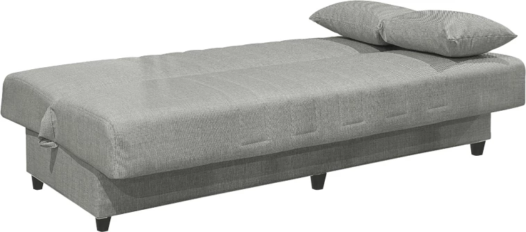 Divan trefishtë me hapësirë ruajtëse, ngjyrë gri e lehtë, 190x75x85cm