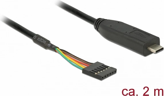 Kabllo konvertues DeLOCK 63947 USB-C në TTL, USB 2.0, 2 m, 6-pin 2.54 mm, e zezë