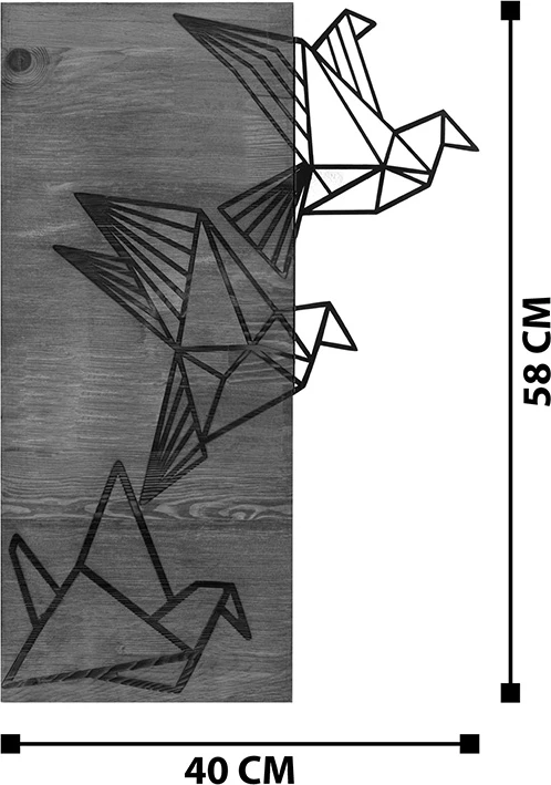 Dekor muri Perdon, dru pishe natyral, metal i zi, 36x3x60cm